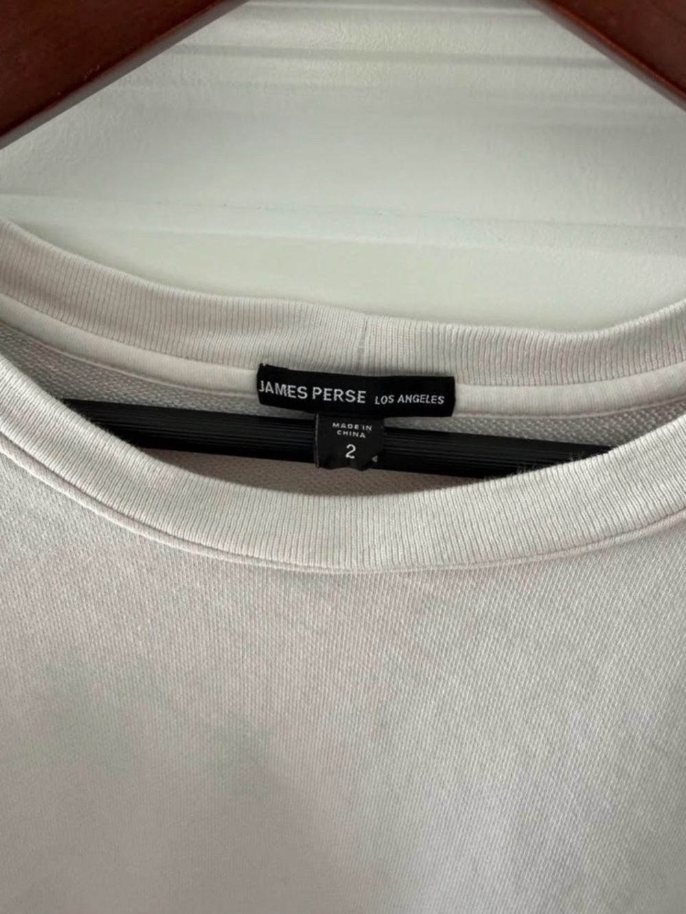 Women’s James Perse los angeles Sweatshirt white w/ Black Hem, size small - Picture 2 of 2